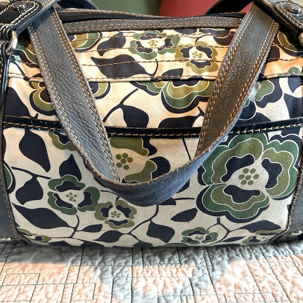 Fossil Canvas and Leather Tote Bag